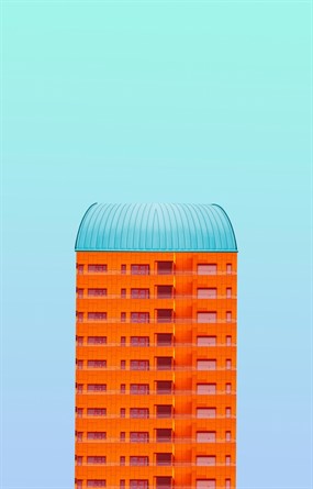 橙色高楼大厦建筑外观图片